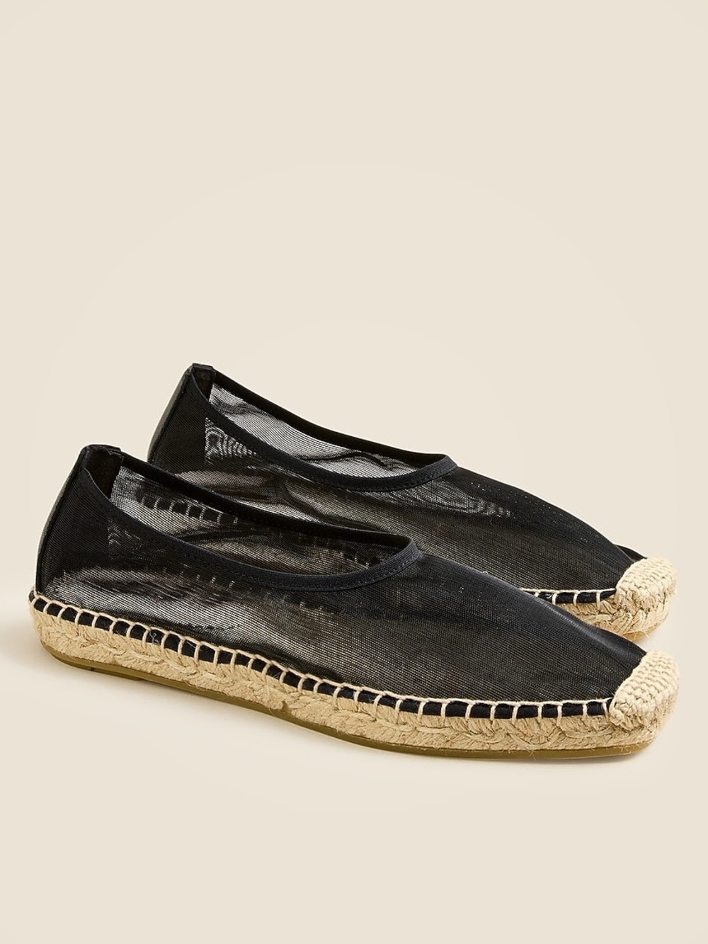 J.Crew Made in Spain Espadrille Flats in Black Mesh | 9 | EUC